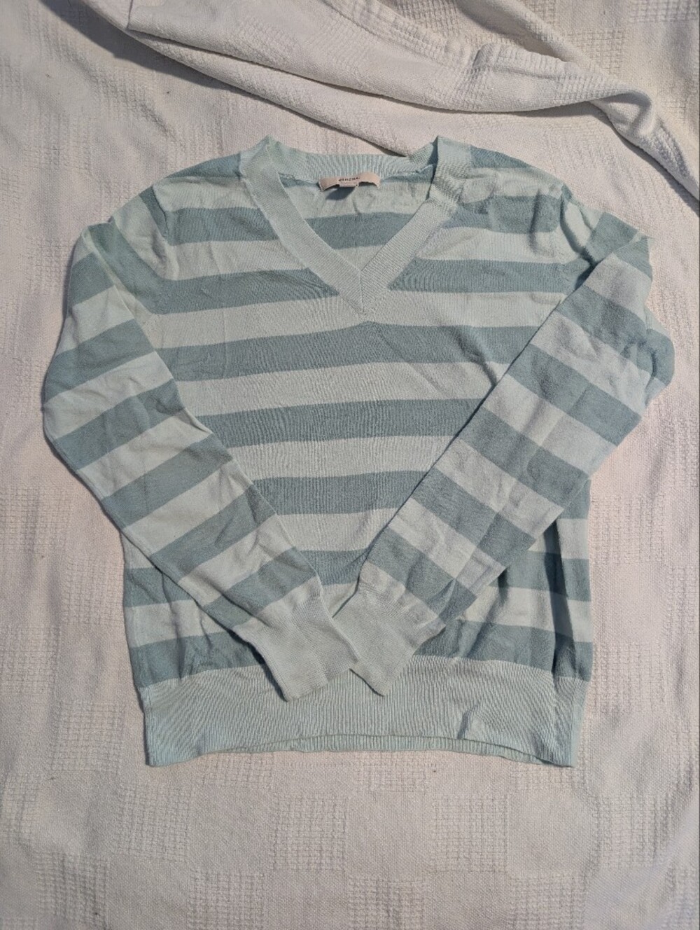 Striped V-Neck Women’s Sweater in Light Blue
